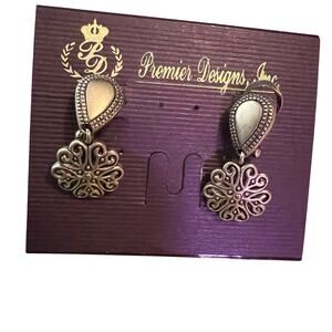 Premier Designs Tourino Clip Post Gold Tone Earrings NEW
